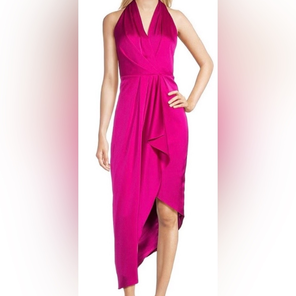 Gorgeous…Alex Marie Satin Cocktail Dress. Fuchsia/Pink. Size 10. NWT